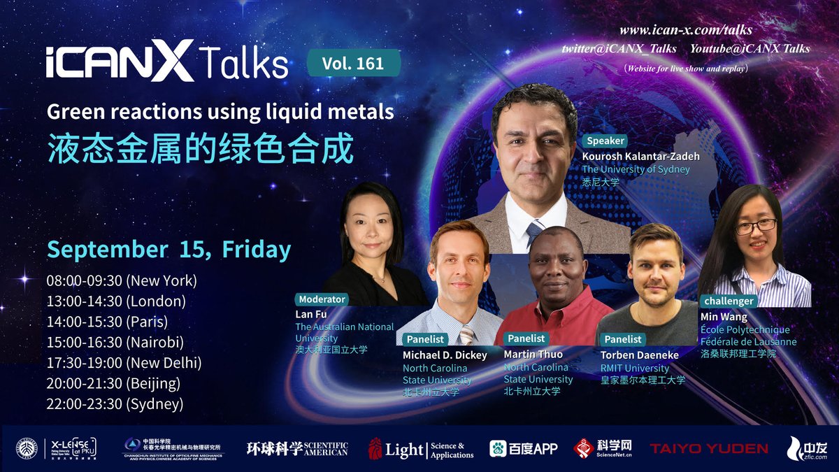 DickeyGroup (@dickeygroupncsu) on Twitter photo This Friday (Sept 15), please check out the iCANx talk by Prof. Kourosh Kalantar-Zadeh, a world leading liquid metal researcher. <a href="/iCANX_Talks/">iCANX Talks</a> <a href="/K_KalantarZadeh/">Kourosh Kalantar-Zadeh</a>
wx.vzan.com/live/page/1726… This Friday (Sept 15), please check out the iCANx talk by Prof. Kourosh Kalantar-Zadeh, a world leading liquid metal researcher. <a href="/iCANX_Talks/">iCANX Talks</a> <a href="/K_KalantarZadeh/">Kourosh Kalantar-Zadeh</a>
wx.vzan.com/live/page/1726…