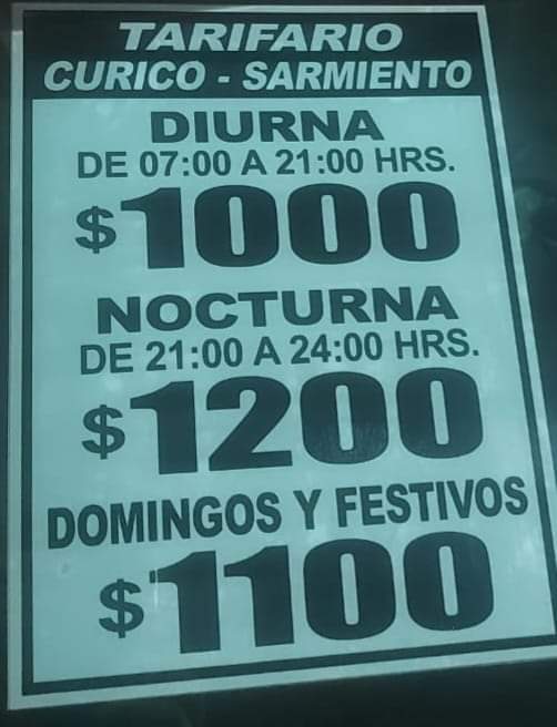 Este 11 de septiembre sube el precio de la locomoción #Curico - #Sarmiento