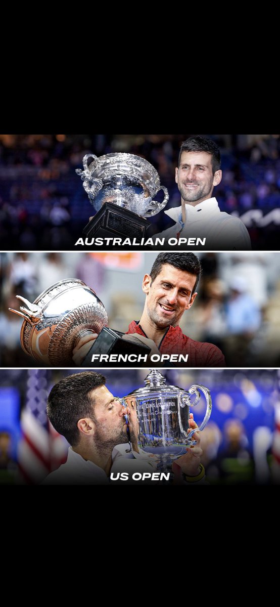 Not only did @DjokerNole win 3 of the 4 grand slams this year (‼️) .... he won BOTH of the tournaments that banned him in 2022 bc he was unvaccinated (Australian Open & US Open). What. A. Statement. So important to see people with big platforms stand on their principles, no