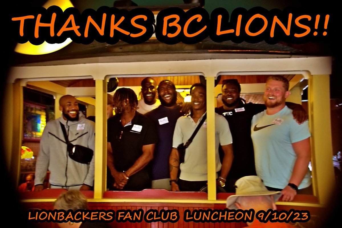 Manitowan's tweet photo. @BCLions players join the #BCLions Lionbacker Fan Club executive today in this picture at our annual luncheon held in the Lion Players honour. Our Fan Club and President Jenny (87 years young) are celebrating 30 years of #roaringlikeneverbefore in 2024! @kathcupe @andrewpeirson https://t.co/oKfznJ1IqW