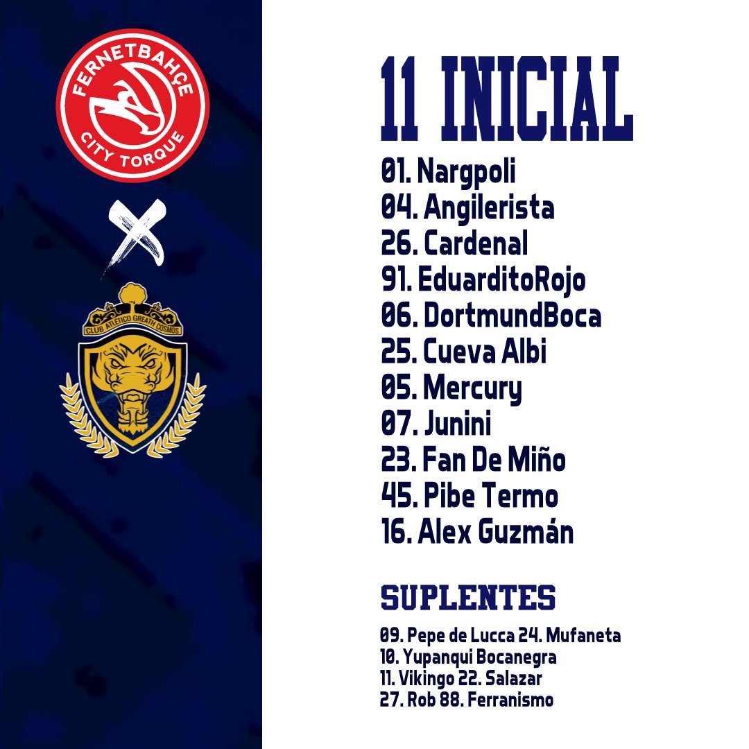 Estos son los 1️⃣1️⃣ elegidos por el DT @FandeLaucha para enfrentar a <a href="/FERCityTorque/">Fernetbahçe City Torque</a> por la Fecha 10 de #La211.

#VamosCosmos🖤
#CosmosDePrimera2️⃣1️⃣1️⃣