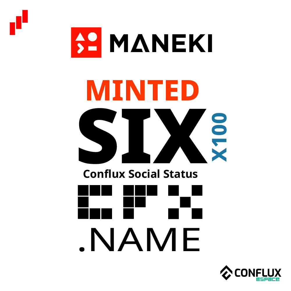 ManekiMeowOrg's tweet photo. S for SIX Hundred #CFXNAME #CSS Minted
S for SINGAPORE πΈπ¬
S for SEE you at #Token2049
S for Secure your #ConfluxSocialStatus,
Shilling for #Conflux
π Get it here: https://t.co/T3gqDEB6Oi
#Singapore @Conflux_network π
#ManekiMarket https://t.co/KvxzqKZw7r