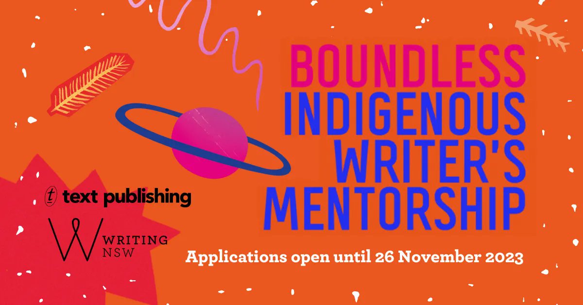 Writing NSW (@writingnsw) on Twitter photo The Boundless Indigenous Writer’s Mentorship is open to applications for 2024! Presented by Writing NSW and <a href="/text_publishing/">Text Publishing</a>, supported by <a href="/booktopia/">Tell Me What To Read</a> and <a href="/FNAWN_/">FNAWN</a>, the mentorship is awarded annually to an unpublished Indigenous writer.
Apply now: writingnsw.org.au/support/fundin… The Boundless Indigenous Writer’s Mentorship is open to applications for 2024! Presented by Writing NSW and <a href="/text_publishing/">Text Publishing</a>, supported by <a href="/booktopia/">Tell Me What To Read</a> and <a href="/FNAWN_/">FNAWN</a>, the mentorship is awarded annually to an unpublished Indigenous writer.
Apply now: writingnsw.org.au/support/fundin…