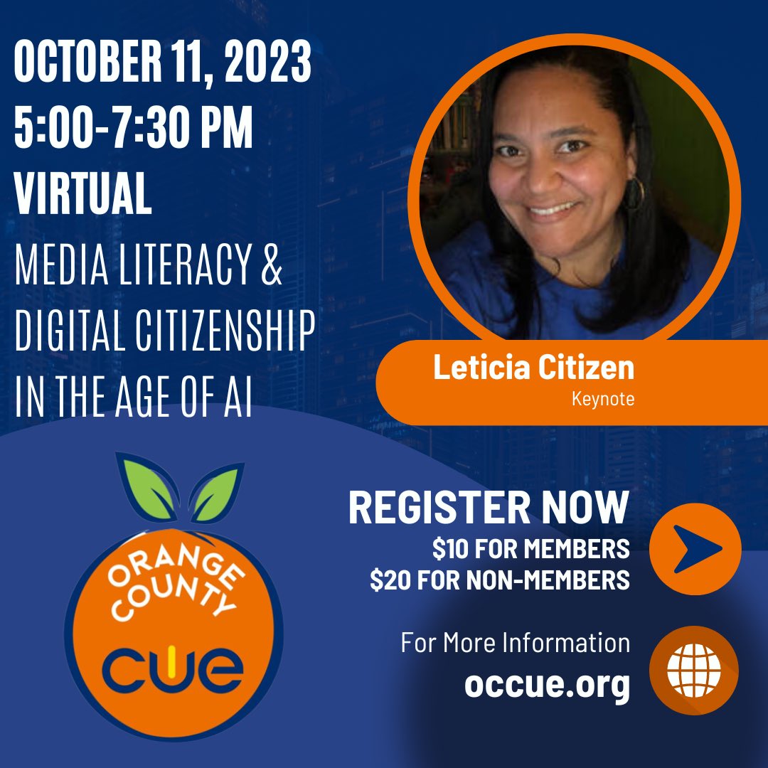 Don’t sleep on this. October 11. Virtual. Register at occue.org today. #occue #wearecue #cue #AI #DigitalCitizenship