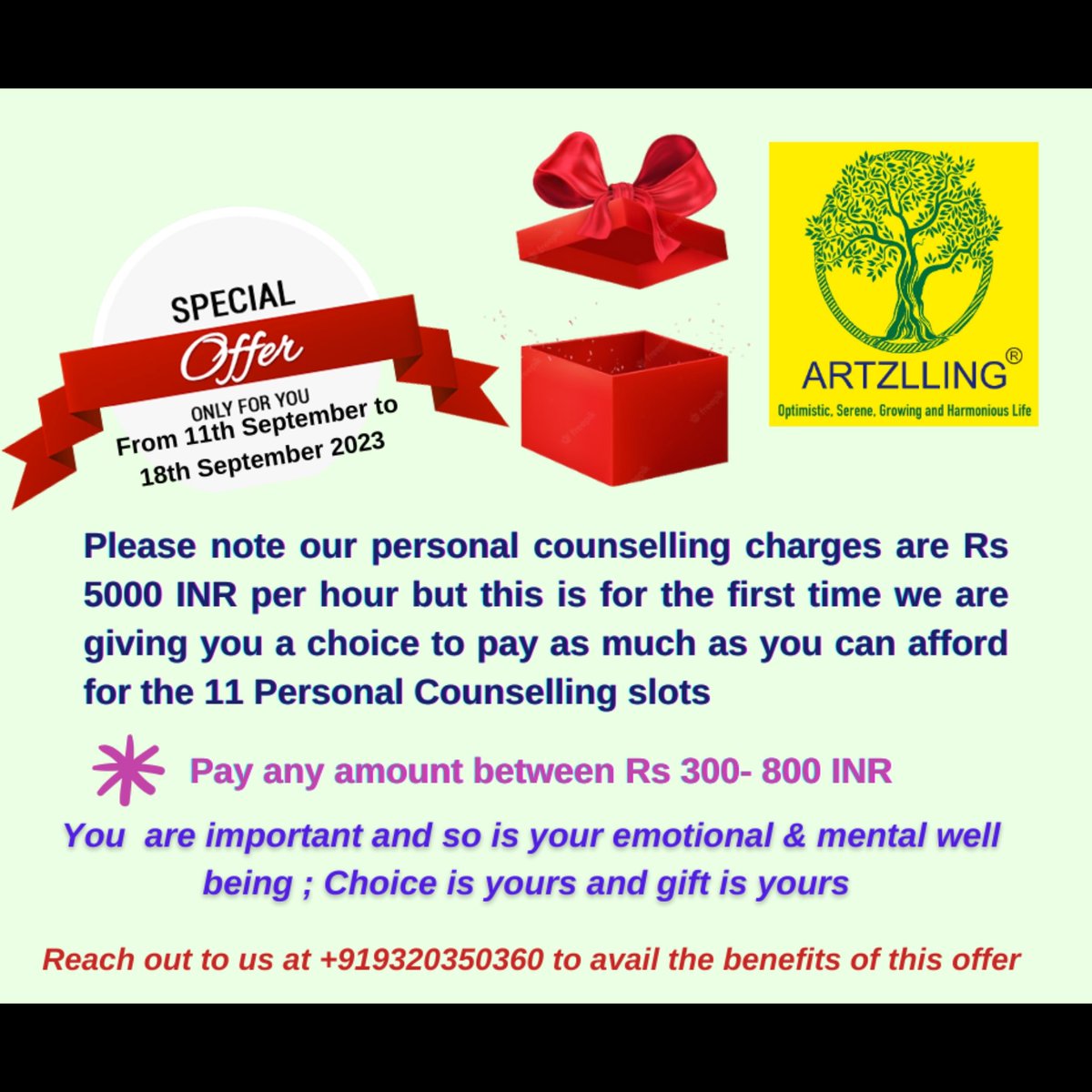 Its my birthday  today and we are launching  a new innovation today I have an exciting gift for all my well wishers across the globe 🌎 🎁❤️💫
Its my goal to make counselling accessible to more individuals so i am offering 11 'Pay as you can slots (FOR MORE DETAILS OF NEW LAUNCH)