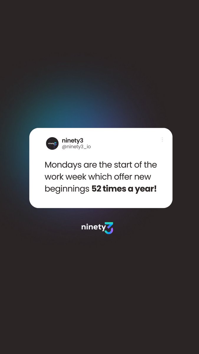Ninety3io's tweet photo. It's a new week, let's make it a great one! #mondaymotivation https://t.co/o9OrGjoRaY