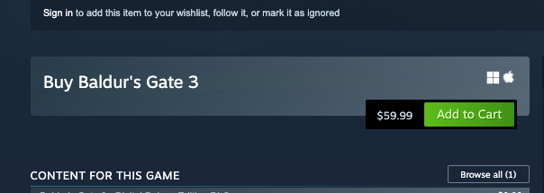 captin_science's tweet photo. @larianstudios I know mac is delayed and you did nothing to announce this.  I am still a little unhappy that there is no communication... Also, adjust your Steam page because there is no information about the Mac release and it appears that anyone can play the full game. https://t.co/GBthGdUbZt