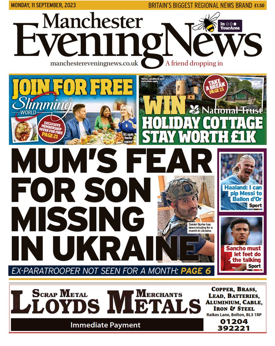 🇬🇧 Mum's Fear For Son Missing In Ukraine

▫Former paratrooper Daniel Burke disappeared from the Zaporizhzhia region of Ukraine, where he had been providing aid, four weeks ago
▫<a href="/BethAbbitMEN/">Beth Abbit</a>
▫is.gd/tckTQH 🇬🇧

#frontpagestoday #UK <a href="/MENnewsdesk/">Manchester News MEN</a>