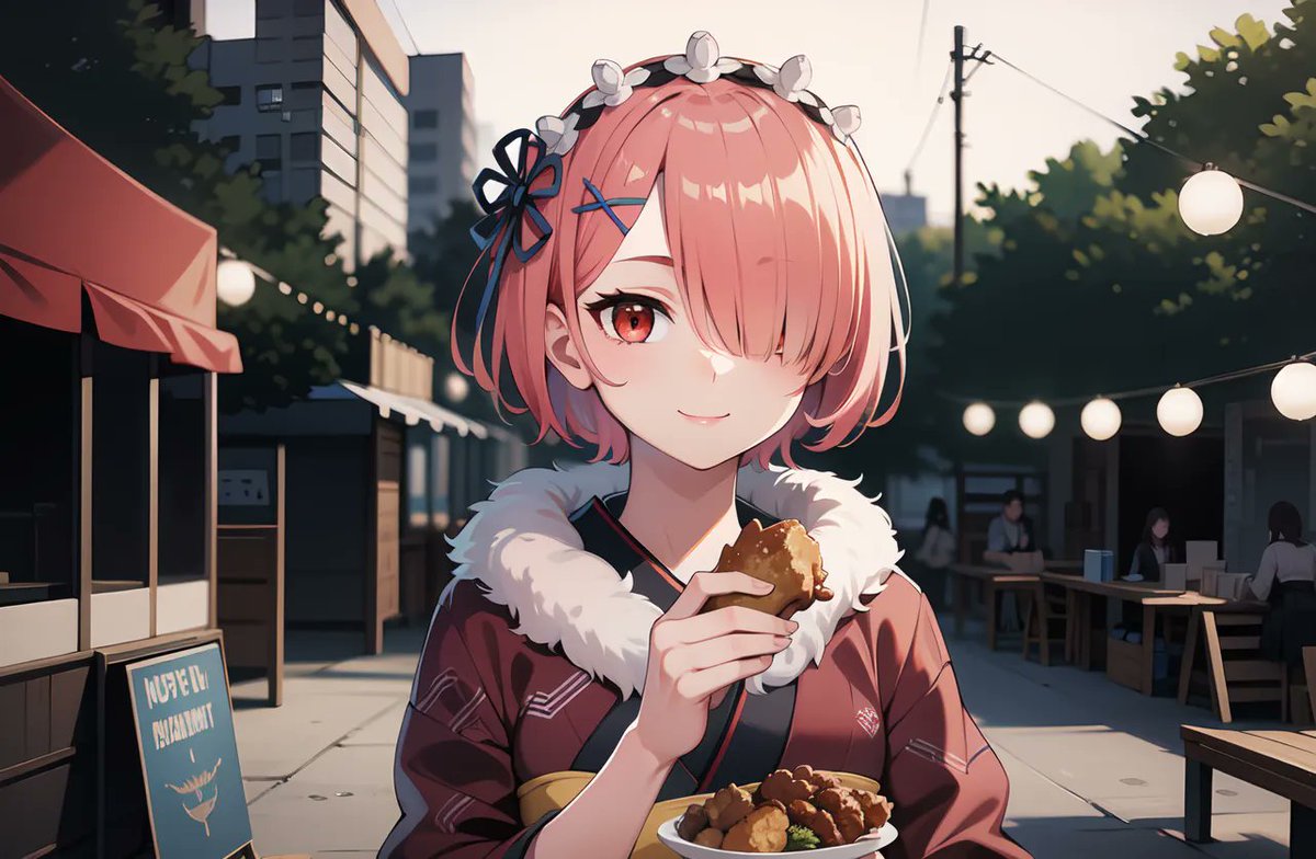 AIwizard183's tweet photo. 與和服拉姆一起在祭典上吃吃喝喝 
Eat and drink at a festival with kimono Ram 
12/20) https://t.co/NDapmy1oU0