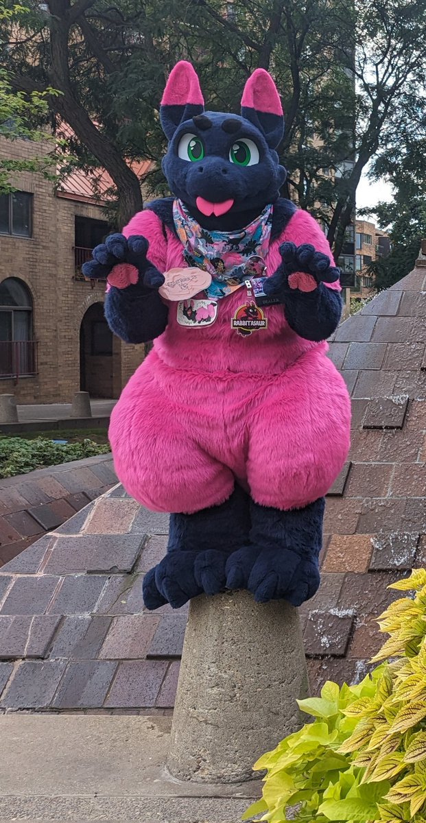 RabbitasaurIRL's tweet photo. The creature!!! 
I had a lot of fun at @FurryMigration this past weekend! Lots of pics to come! 🦖💖🐇 https://t.co/5dfUIylLXX