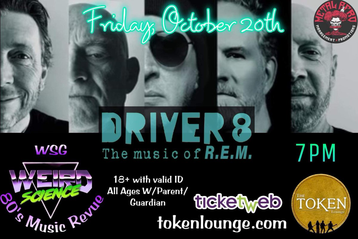 We are returning to The Token Lounge on Oct 20th! Hope to see some familiar faces and some new ones! Going to be a great time!

Get tickets at: ticketweb.com/event/tribute-…

Our friends Weird Science (80’s New Wave Review) will be opening!

Will you be there?