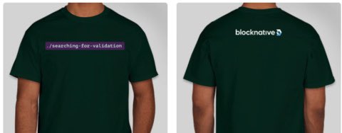 DelaneSays's tweet photo. Fun tings. First 30 ppl to #mevdayasia #mevday gets a rare #blocknative “searching for validation” t-shirt. https://t.co/3cJEkBSlcV