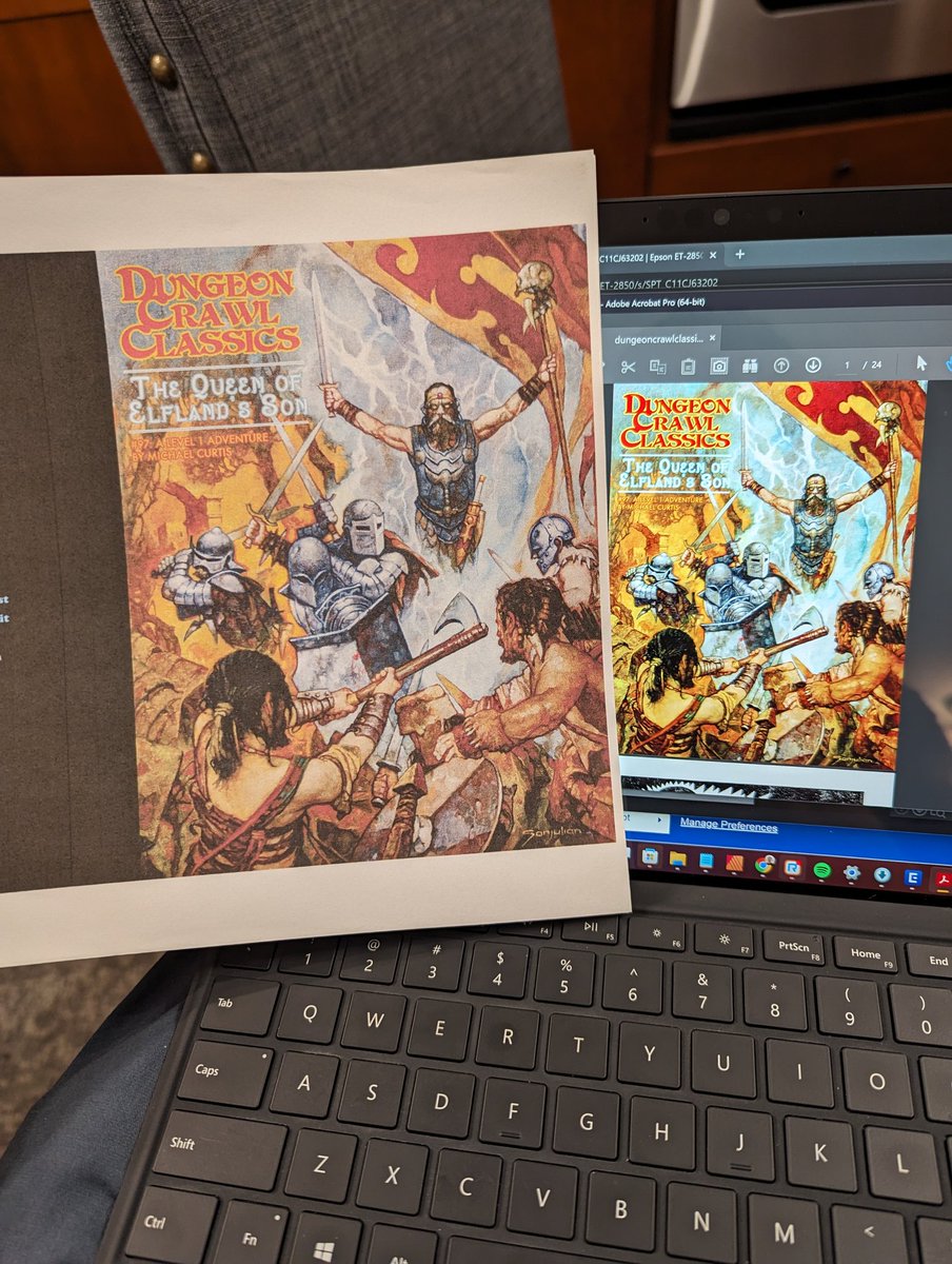 JoyPeddlerGames's tweet photo. Eco tank 2850 set up and first zine printed! Going to post a video about the process and my thoughts. 🤔🤔🤔#zines #TTRPGs https://t.co/vMY9R2JopV