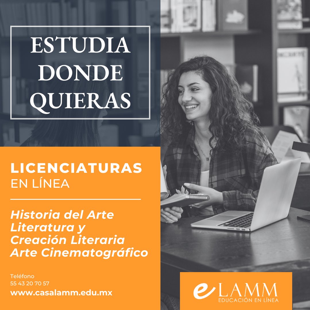Aparta tu lugar y comienza tus estudios profesionales desde donde quieras. Inscríbete a una de nuestras licenciaturas en línea.

¿Necesitas más información? Entra a casalamm.edu.mx
 
#YoSoyCasaLamm #Arte #Cultura #Literatura #EducaciónEnLínea #Cinematografía