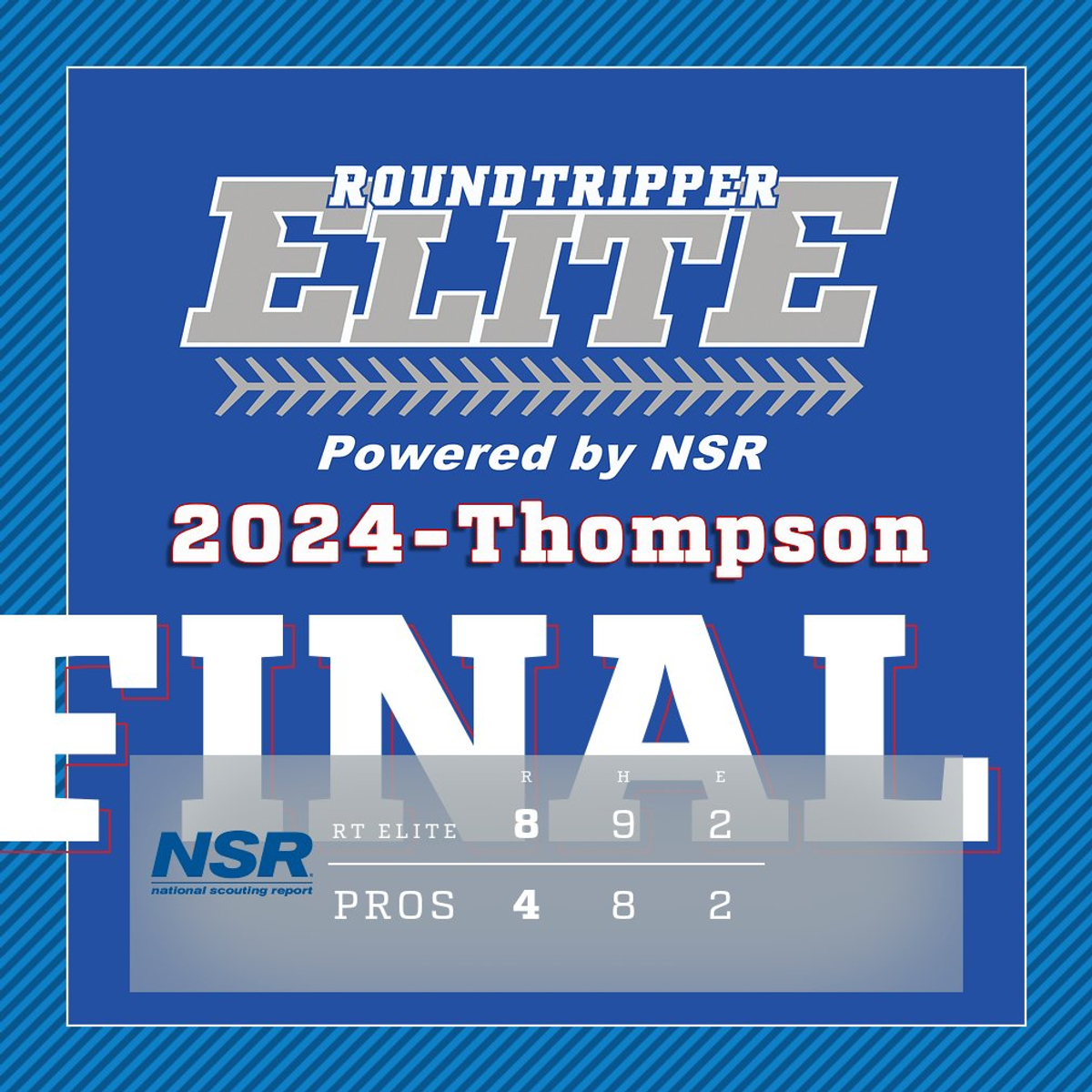 RT Elite 18U-Thompson finally got the bats going in the semis today and got the W

Caldwell  2-3 2R 2RBI 2B
Owens  1-4 2R 2-SB
Rainey  1-2 1R 2RBI 3B
Seafarer  1-3 1RBI
Skelton 1-1
Wilhite 1-1 1R
Ryan 1-1 1R
McDaniel 1-1

Paden  3ip 3H 1ER 3K
Peine 3ip 5H 2R 4K