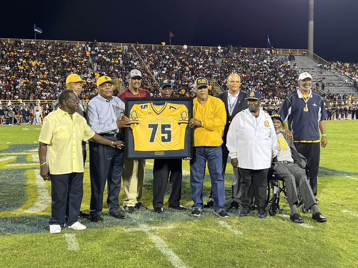 N.C. A&T recognizes Hall of Famer,  alum and NFL great Elvin Bethea. #ncat #AggieEagleClassic #morethanagame