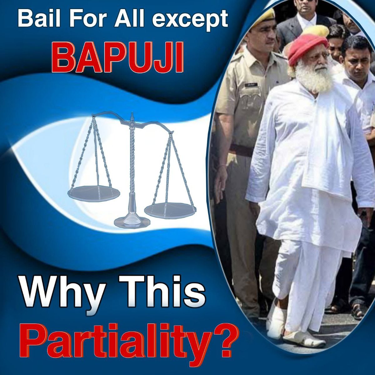 #भारतीय_न्यायव्यवस्था 
Kanoon Ka Khel का गंदा खेल, खेल रही है। एक वयोवृद्ध को बेल देना उसका हक है लेकिन कानून ने यह हक भी छीन लिया।
Asaram Bapu Ji को 10 वर्षों से एक दिन की भी बेल नहीं❗
Kahin Jail Kahin Bail