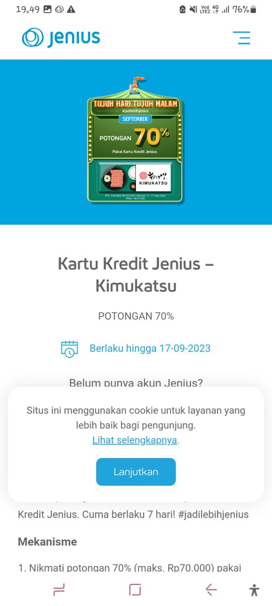 keyshacutt's tweet photo. Yg punya Jenius Baik Qris maupun Kartu Kredit. Jgn lupa Promo nya
Kfc 7 rb pake Qris
Nonton XXI 7K pake Qris / Kartu Kredit
Pepper lunch disk 70% maks 70K pake Cc.
Pizza Hut dan Kimkatsu 70% maks 70J jg pake Cc
#PromoJenius
#Jenius https://t.co/fgIWjZQdUR