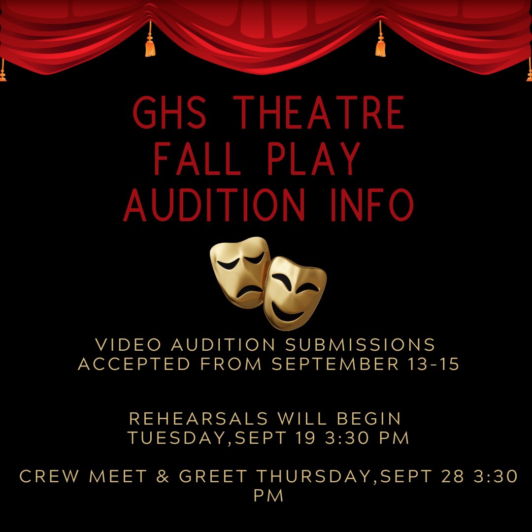 Fall play auditions are this week! 🎭Visit graftonps.org/Domain/450 for details!