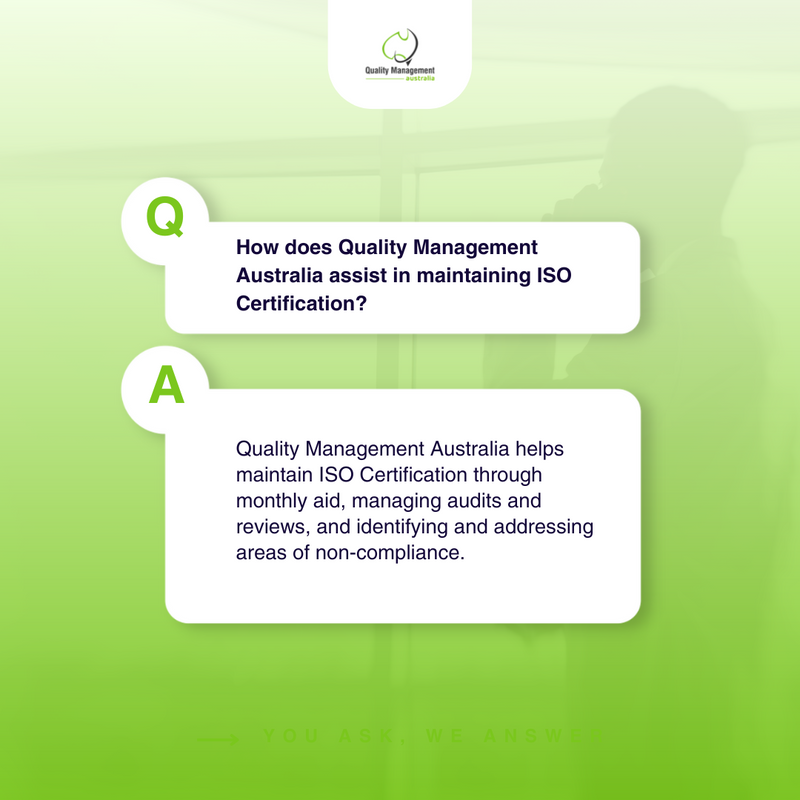 Quality Management Australia (QMA) is your partner in maintaining the prestigious ISO Certification for your business. 🏆

#ISOcertification #businessimprovement #QMA #businessstandards #qualitymanagement #virtualbusiness #ISOstandards #businesssupport #businessguidance