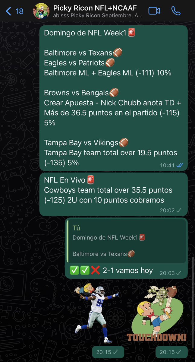 PickyRicon's tweet photo. 3-1 en NFL hoy, empezamos bien Ricones! REGALITO ese último de Dallas cobrado✅🎁 https://t.co/gGQUJ7CX6i