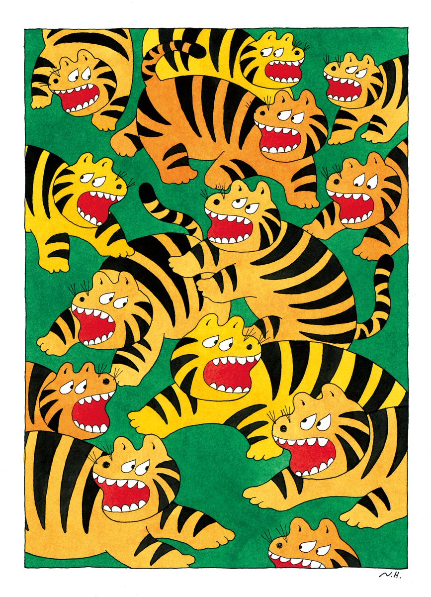 pelapela350's tweet image. Tigers on velvet green.