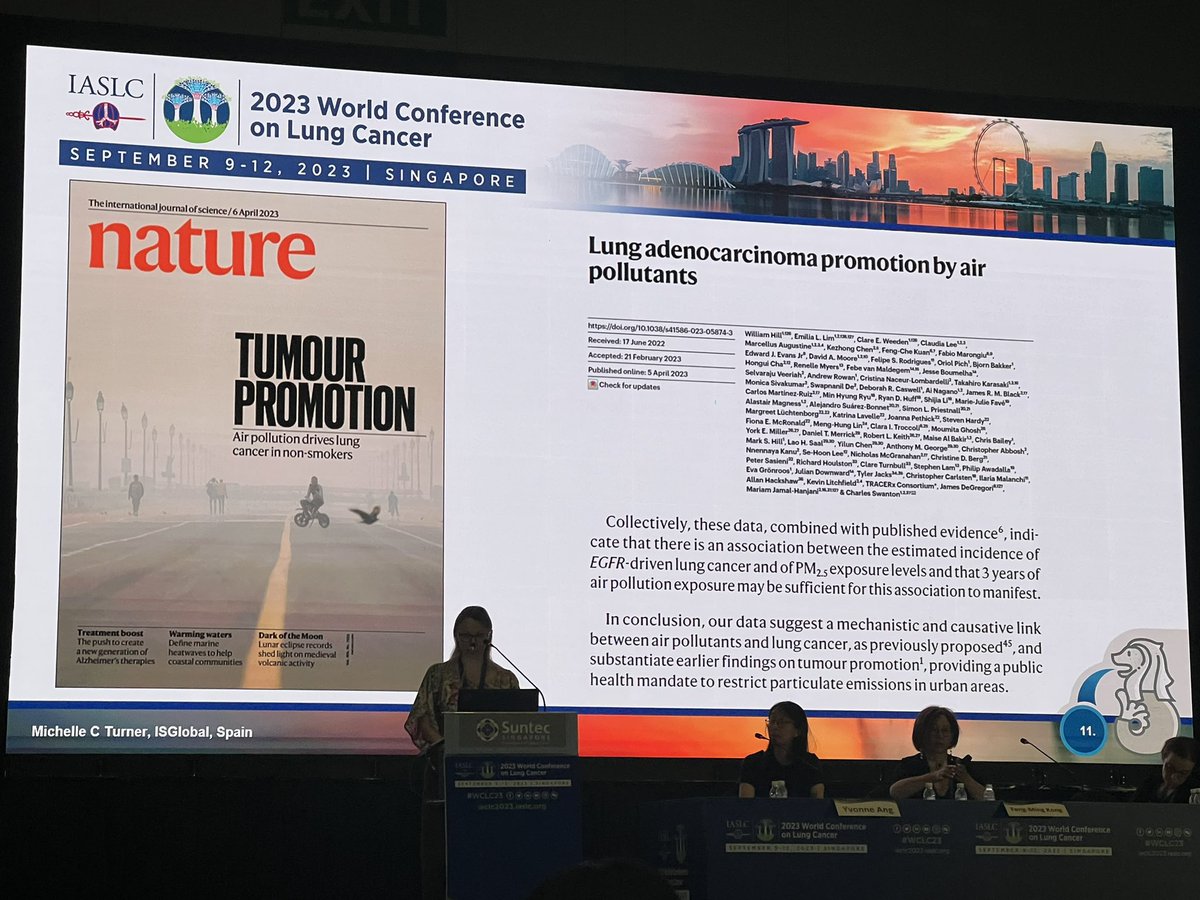 #WCLC23 ambient air pollution is the 2nd biggest cause of #lungcancer. A staggering cost-benefit analysis of implementing the WHO air quality standards. Remarkable return on investment reminiscent of tobacco control. Why such global inertia (also reminiscent of tobacco)??