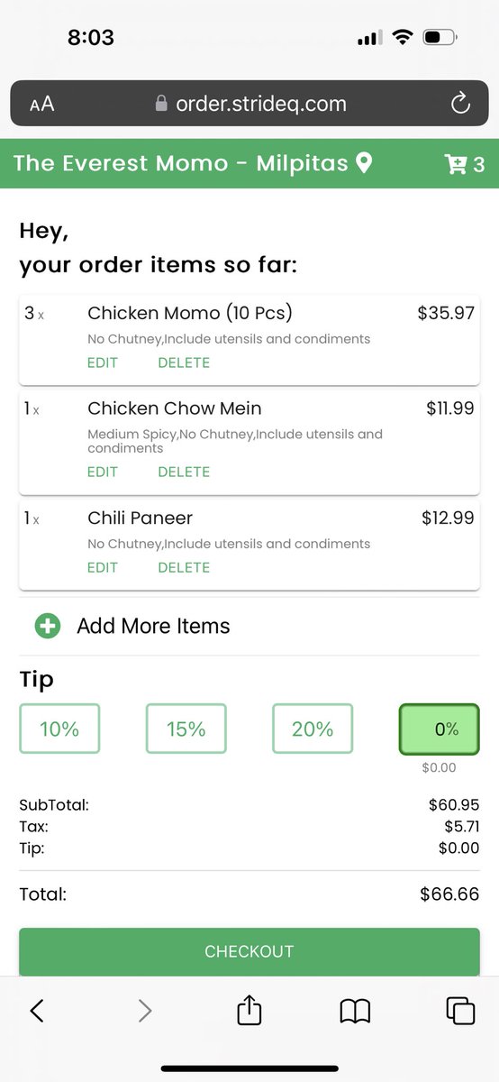 SantanuOrSD's tweet photo. Same order via @DoorDash vs direct order to Resturant - DoorDash is 72% more expensive. Too much premium vs. the value delivered in return, while they are still a loss making company!!! https://t.co/OWjxxofxAm