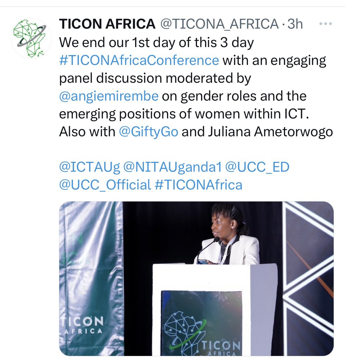 CodinginHeelsug's tweet image. Had the pleasure of attending the 3-day TICON AFRICA ICT conference serving as both Co-Chair & panel moderator. The topic "Coding, evolving gender roles & the rising prominence of women in  IT & Skills Development Initiatives." was a conversation that needs to be further explored