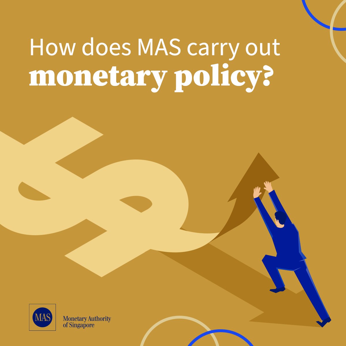 Central banks use “monetary policy” to manage inflation. While most central  banks conduct monetary policy by changing domestic interest rates the MAS  conducts monetary policy by managing the Singapore dollar exchange rate.