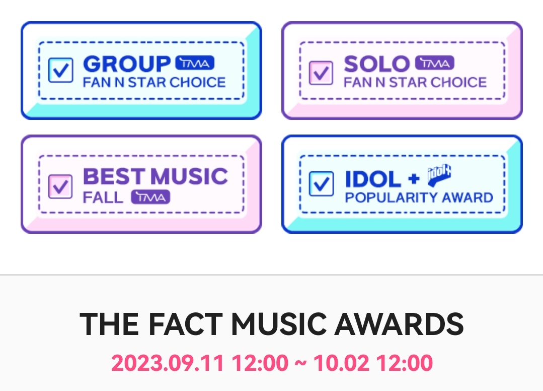 votingbrigade's tweet photo. 🚨 |THE FACT MUSIC AWARDS 2023

BTS is nominated on TMA 2023, please refer to the nominations below :

🏆Best Choice Award Group
➝ BTS
☑️ GPOINTS

🏆Best Choice Award Solo
➝ Jin 
➝ Jhope 
➝ Jimin 
➝ Kim NamJoon
☑️ GPOINTS

🏆 Best Fall Music Awards
➝Jungkook - Seven 
➝Kim Taehyung - Slow Dancing
☑️ Daily Stars
☑️ Video Ads

🏆 TMA x IdolPlus Popularity
➝ Suga Agust D 
➝ Jungkook
➝ Jimin
➝ Jhope 

🗳️:https://t.co/iv7567nn8c
Tutorial: https://t.co/VeuKZQTxy5
RTs!