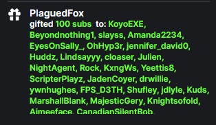 HuskyAG's tweet photo. HUGE HUGE HUGE HUGE SHOUTOUT TO THE BROTHER @PlaguedF0X FOR MY FIRST 100 GIFTED EVER IN OVER 3 YEARS OF MY STREAMING CAREER! 

Today will always be remembered for the rest of my career, and will be marked as one of my best streams ever. Thank you for believing in me. 💚🙏

Twitter - https://t.co/O9bckQX0NP
Kick - https://t.co/HV6sYlCpPx