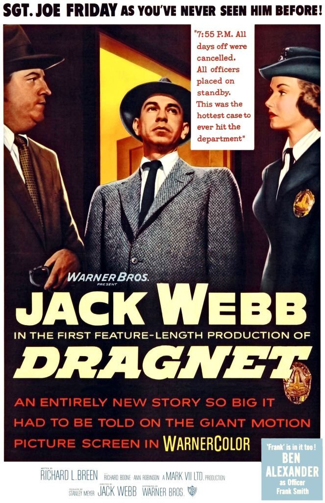 AyerNomasSeries's tweet image. A mitad de #Dragnet, se estrenó una película basada en la serie -Dragnet (1954)-. Esto marcó dos novedades en la historia de la televisión estadounidense: la primera vez que una serie generó un largometraje y la primera vez que se lanzó un film mientras el show todavía se emitía.