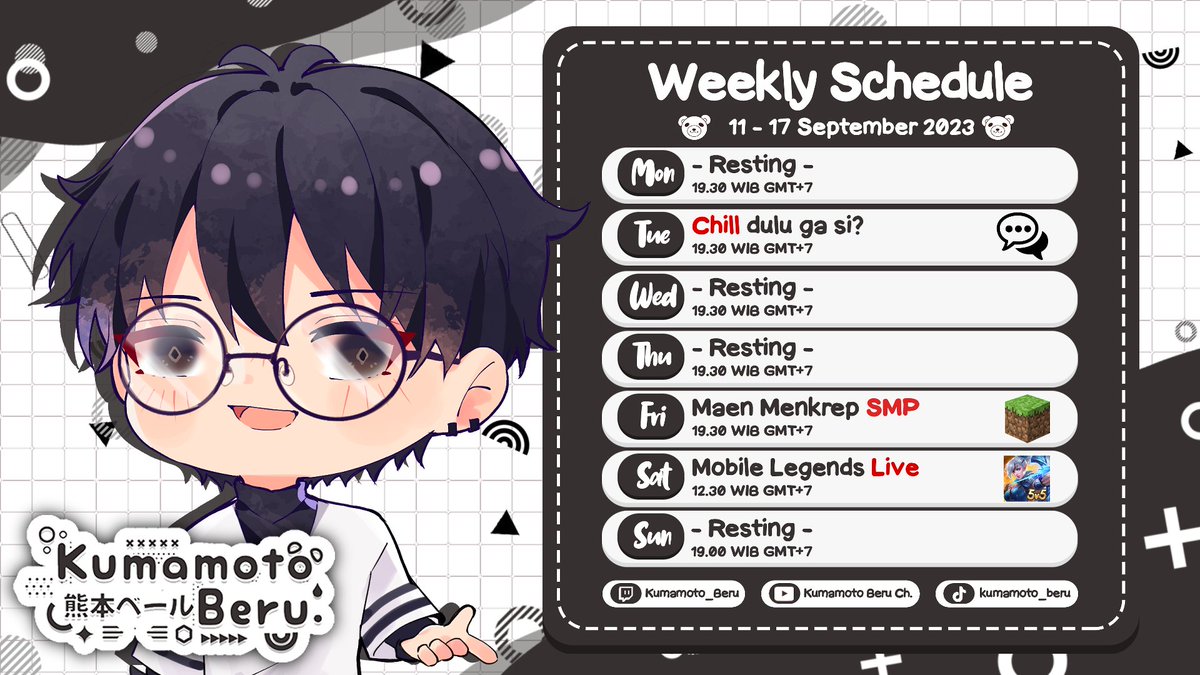 kumamoto_beru's tweet photo. KonKuma! Here is my Schedule~
【Stream】
YouTube ➣ https://t.co/ByWR5yeGlk
Twitch ➣ https://t.co/LTjb16UVOq
【Tags】
General : #Beruaya
FanArt : #Berart
NSFW : #Yaberu
Meme : #Berulah
【Support Beru】
Pantsu ➣ https://t.co/GvTULenHGP
【Schedule】
11 - 17 September 2023 https://t.co/YtGWRVAmf1