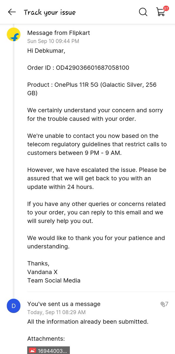DrDKAdhikary's tweet image. Appreciate the response, but there's a recurring pattern. @Flipkart sends polite emails promising updates within 24 hours, but the resolution remains elusive. It's been 8 days since my initial query. #CustomerService #Flipkart #ResolutionNeeded @nch1915 @oneplu @OnePlus_IN