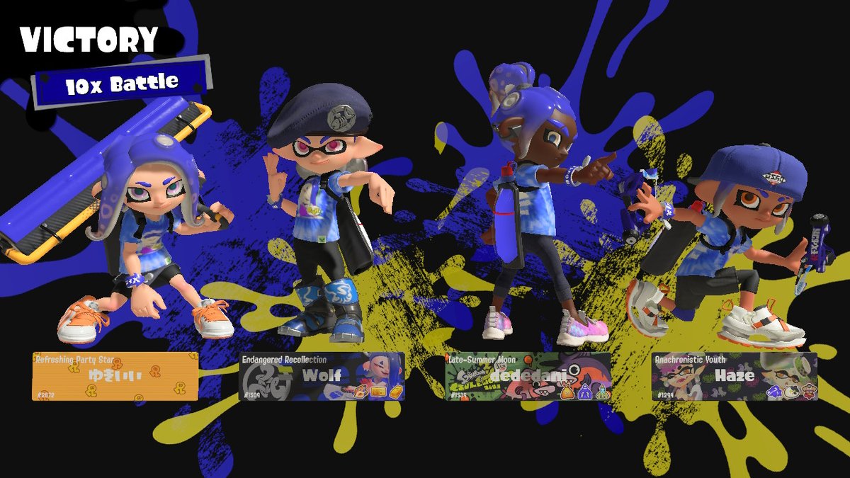 DededanielleG's tweet photo. Won my first 10x battle earlier today.
 This Splatfest was fun!
 #Splatoon3 #NintendoSwitch https://t.co/imS11dp8Sk