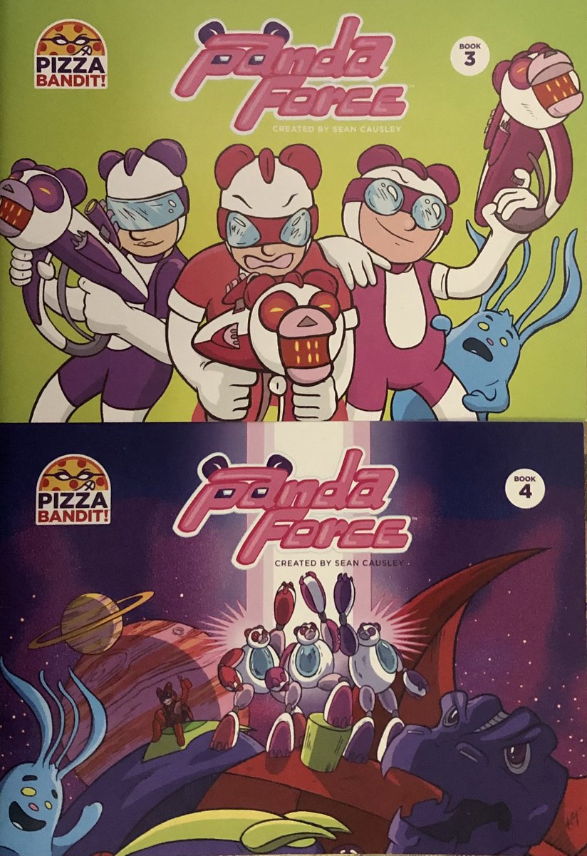 MeanwhileATP's tweet photo. #comicsreadingchallenge2023 196-199
Panda Force 1-4 by @causleyconcepts 
I met Sean Causley at @SPXcomics this weekend. This is a fun concept &amp; it will charm audiences of all ages. And check out that pin-up by our cohost @artnerrd in issue 4.
BAMBOOM! https://t.co/klg1wDTQgh