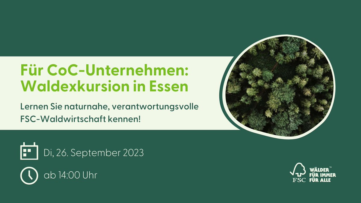 Sichere dir noch bis zum 14. September einen Platz für unsere Waldexkursion in Essen am 26.09.2023! Erweitere dein Waldwissen und  knüpfe wertvolle Kontakte!🌲🌳 Anmeldung und weitere Infos unter: lnkd.in/esYRXtbk