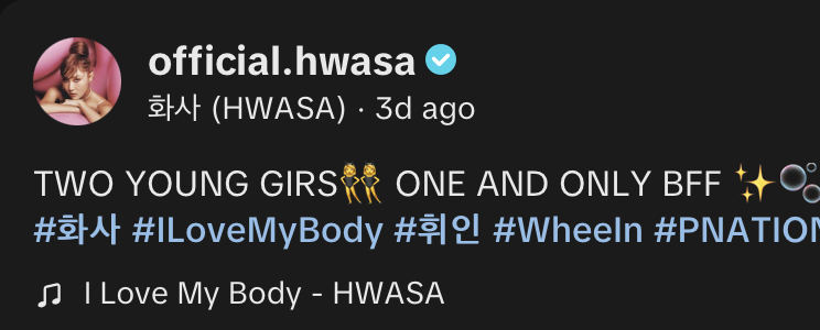 awww they changed it from wheein-nim to 2YG + one and only BFF ✨