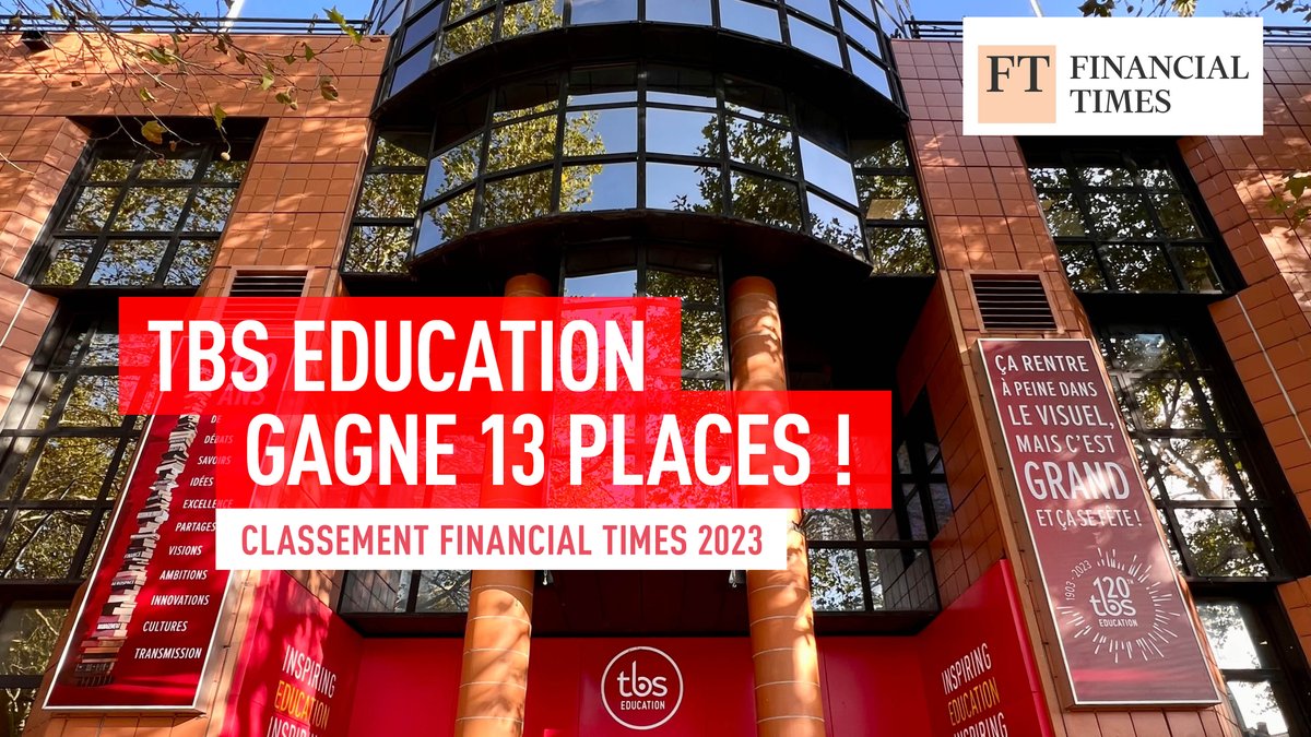 🏆#CLASSEMENT | Notre Master in Management gagne 13 places au classement du <a href="/FinancialTimes/">Financial Times</a> et grimpe à la 37ème place des meilleurs Programme Grande Ecole au monde !

➡Découvrez en plus sur le classement : tbs-education.fr/inspiring/fina…