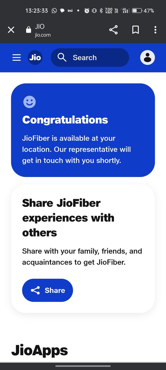 AnmolBapat's tweet photo. @JioCare @reliancejio
Your website says JioFiber is available in my area but employees from your fiber division say it is not available.
Don't expect such service from the fastest growing fiber network in india. 
(Ps: This is one of the prime areas of my city.) https://t.co/ZmFQ5XFIqX