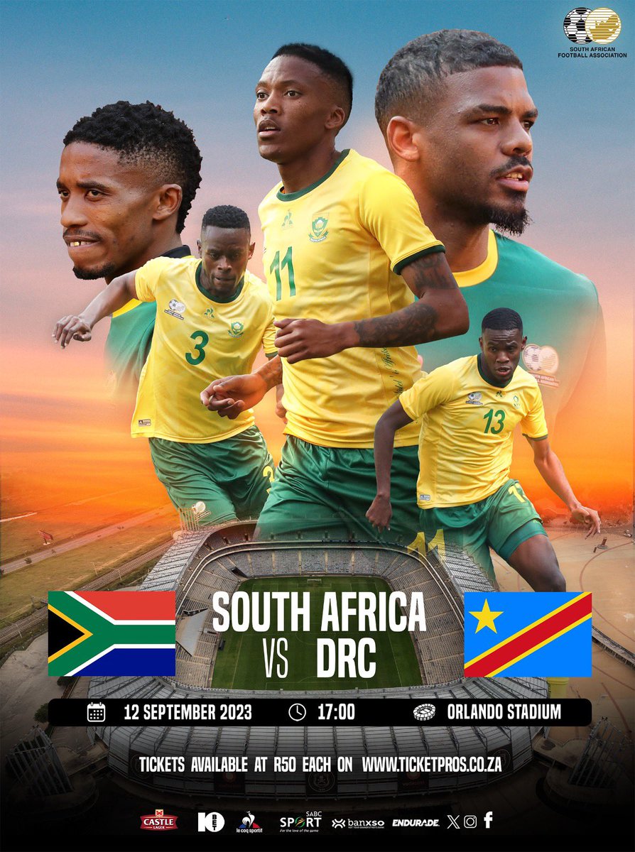 BafanaBafana's tweet photo. Our next friendly match, Tuesday 12th September @OrlandoStadium #ComeShowYourLove #BafanaPride @LeCoqSportif_SA @10bet_ZA @ENDURADESPORTS https://t.co/ihlp0exLDd