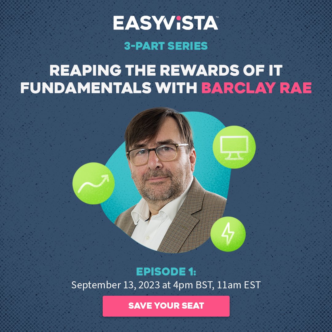 EasyVista's tweet photo. Want to know the secrets to AI and automation in end-to-end service management?

Don't miss this webinar series :
Episode 1 - What Are The Basics Of Good Service Management Practice?
https://t.co/7Dx1IU7u89
September 13, 2023 at 11:00 ET | 16:00 BST
#SLAs #XLAs #DevOps #SRE #AI https://t.co/ZiFywdw0uA