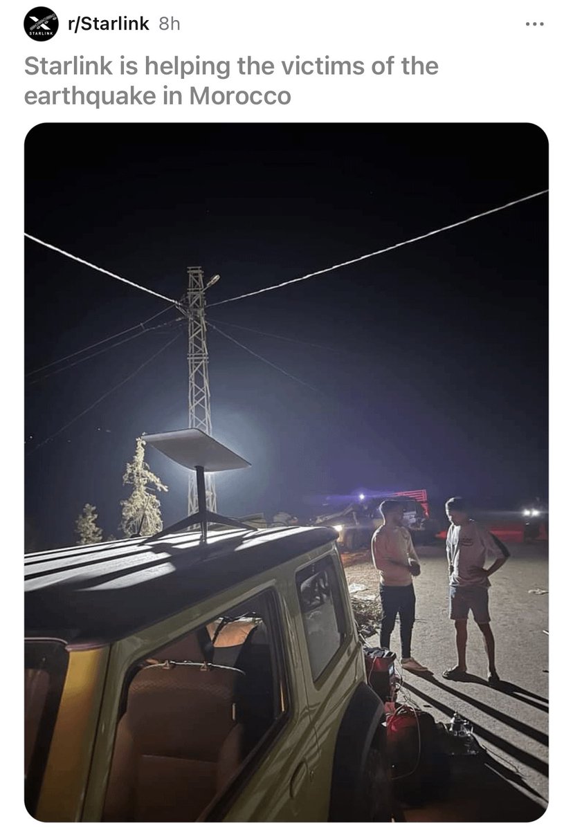 Starlink aiding rescuers in Morocco 🇲🇦