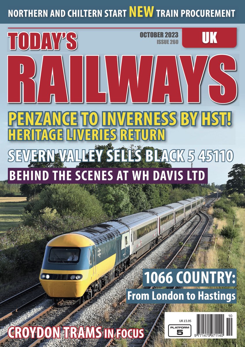 TodaysRailways's tweet photo. The latest issue of TR UK, which includes a look at London Trams, a visit to WH Davis' wagon works, a Charing X–Hastings route guide, a trip from Penzance to Inverness by HST, plus the latest news on the UK rail network, is now on sale. For more info, see: https://t.co/Lb37vADew8 https://t.co/Ilvf4O6jO5