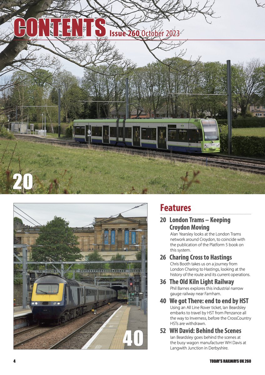 TodaysRailways's tweet photo. The latest issue of TR UK, which includes a look at London Trams, a visit to WH Davis' wagon works, a Charing X–Hastings route guide, a trip from Penzance to Inverness by HST, plus the latest news on the UK rail network, is now on sale. For more info, see: https://t.co/Lb37vADew8 https://t.co/Ilvf4O6jO5