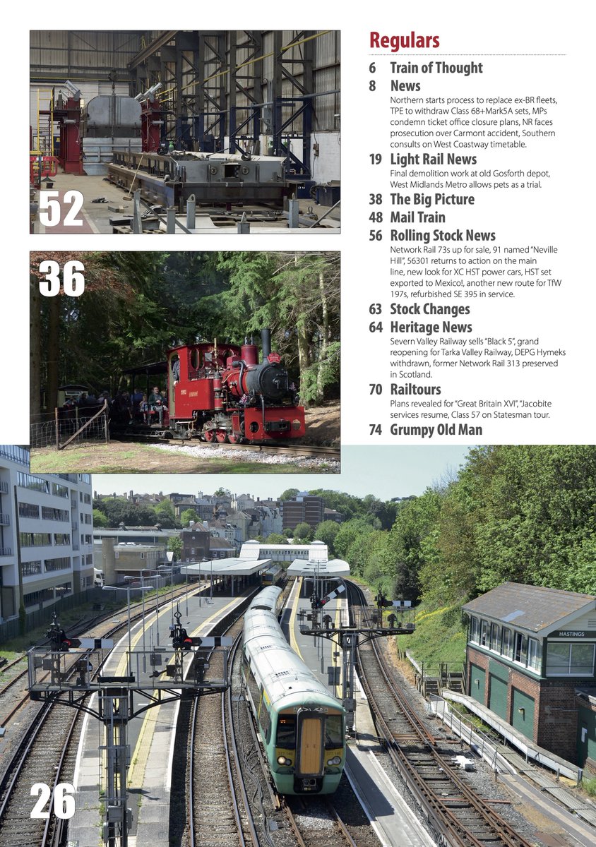 TodaysRailways's tweet photo. The latest issue of TR UK, which includes a look at London Trams, a visit to WH Davis' wagon works, a Charing X–Hastings route guide, a trip from Penzance to Inverness by HST, plus the latest news on the UK rail network, is now on sale. For more info, see: https://t.co/Lb37vADew8 https://t.co/Ilvf4O6jO5