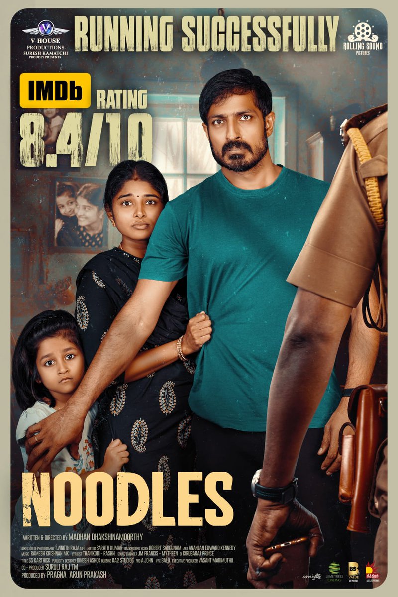 #Noodles #RunningSuccessfully @VHouseProd_Offl release @sureshkamatchi @Picturesrolling @aruvimadhan @surulir68087033 @harishuthaman @sheelaactress @cinemakaran_dop @robert_sargunam @sarath_edit @VasantMarimuthu @johnmediamanagr @rathnaprakashrv @chithiramtv @bs_value