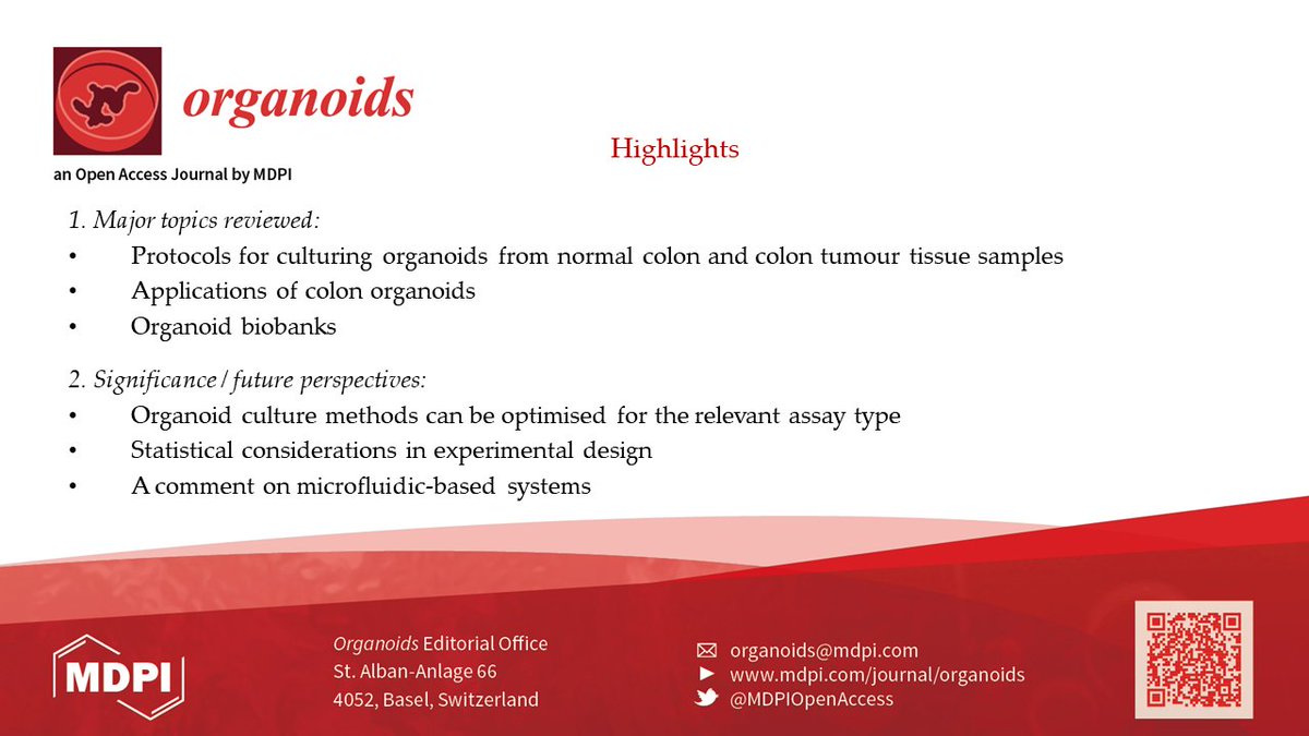 #HighlyCitedPaper #mdpiOrganoids 
📕Applications for #Colon #Organoid Models in #Cancer Research
🔗mdpi.com/2674-1172/2/1/3
#ColorectalCancer #ColonCancer #DrugScreening
@MDPIBiologySubj