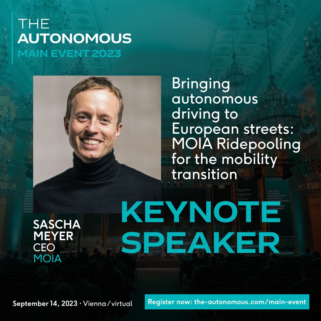 MOIAmobility's tweet photo. 🎙️ "Bringing autonomous driving to European streets: MOIA Ridepooling for the mobility transition."

#MOIA CEO Sascha Meyer will be delivering a keynote at The Autonomous Main Event 2023 in Vienna.

Tune in 🎧 ⬇

📅 September, 14th
⏱ 14:10 – 14:30 https://t.co/14OYlQ5fvu